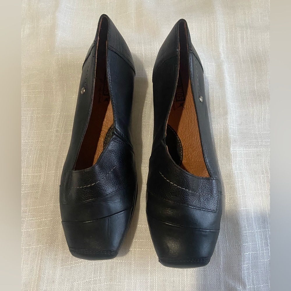 Pikolinos Gandia Pump Loafer Shoes Womens EU 38 7.5 Black Leather Slip On square